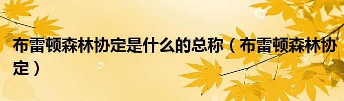 布雷顿森林协定是什么的总称(布雷顿森林协定)
