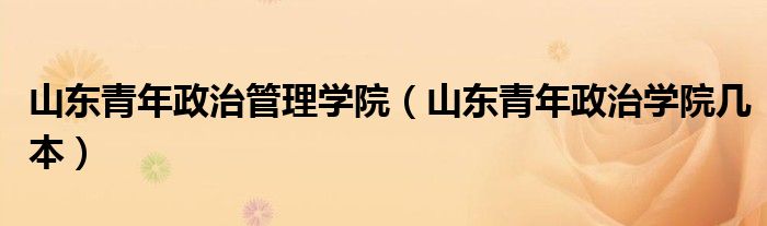 山东青年政治管理学院(山东青年政治学院几本)