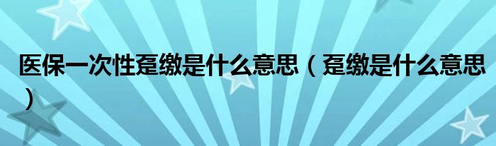 医保一次性趸缴是什么意思(趸缴是什么意思)