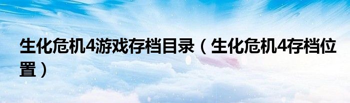 生化危机4游戏存档目录(生化危机4存档位置)