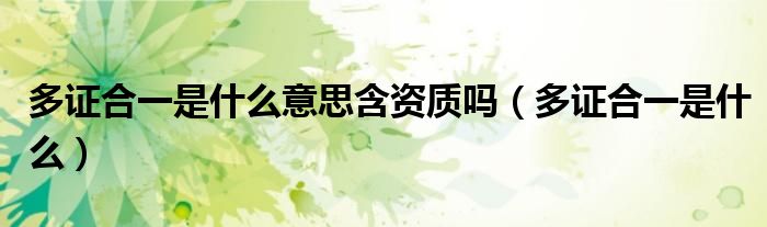 多证合一是什么意思含资质吗（多证合一是什么）