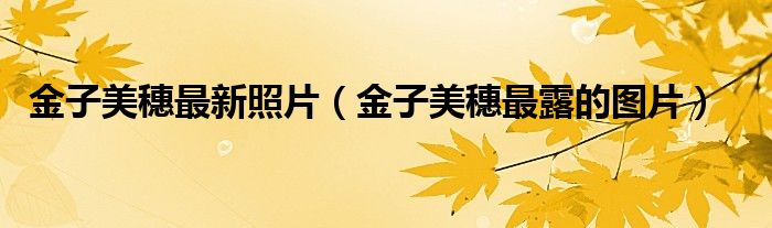 金子美穗最新照片(金子美穗最露的图片)