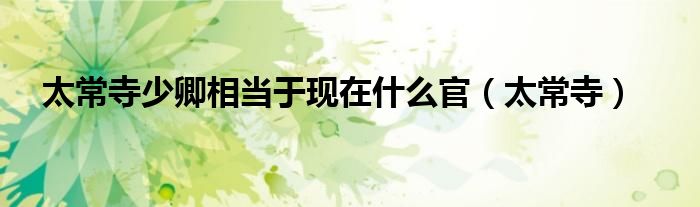 太常寺少卿相当于现在什么官（太常寺）