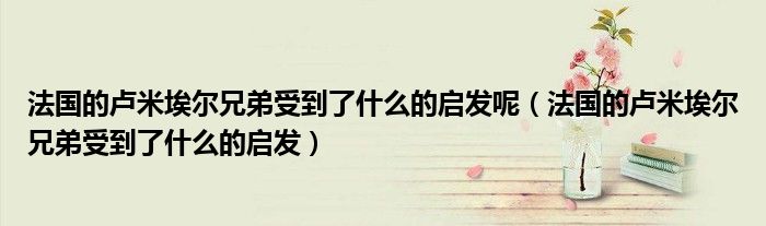 法国的卢米埃尔兄弟受到了什么的启发呢(法国的卢米埃尔兄弟受到了什么的启发)