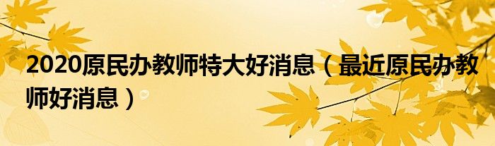 2020原民办教师特大好消息(最近原民办教师好消息)