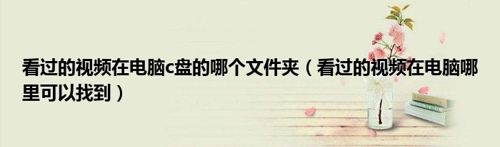 看过的视频在电脑c盘的哪个文件夹(看过的视频在电脑哪里可以找到)