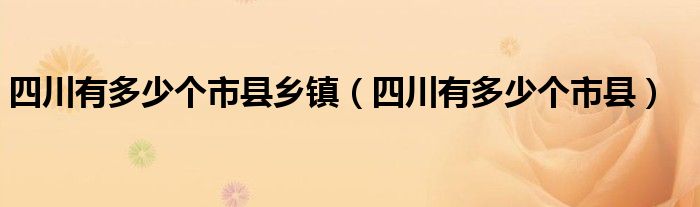 四川有多少个市县乡镇(四川有多少个市县)