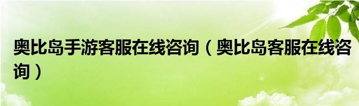 奥比岛手游客服在线咨询(奥比岛客服在线咨询)