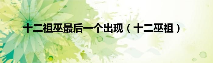 十二祖巫最后一个出现(十二巫祖)