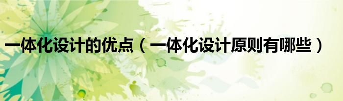 一体化设计的优点(一体化设计原则有哪些)