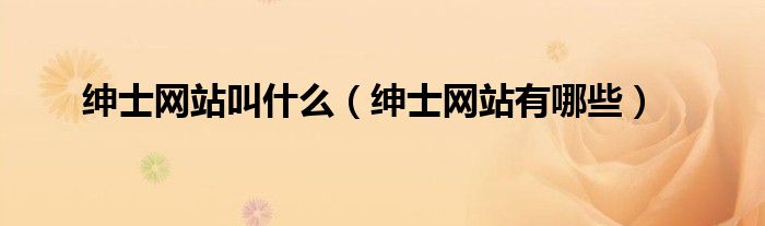 绅士网站叫什么(绅士网站有哪些)