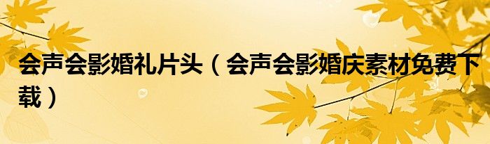 会声会影婚礼片头(会声会影婚庆素材免费下载)