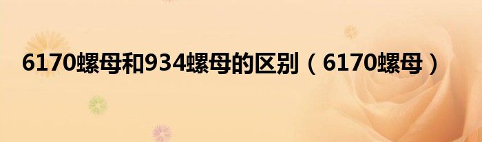 6170螺母和934螺母的区别(6170螺母)