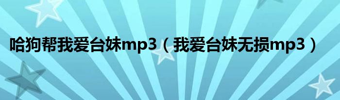 哈狗帮我爱台妹mp3(我爱台妹无损mp3)
