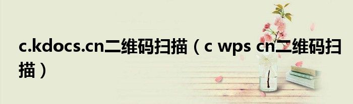 c.kdocs.cn二维码扫描(c wps cn二维码扫描)