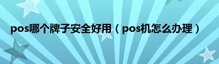 pos哪个牌子安全好用(pos机怎么办理)
