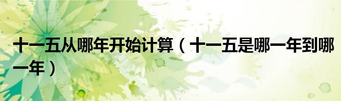 十一五从哪年开始计算(十一五是哪一年到哪一年)