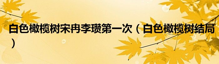 白色橄榄树宋冉李瓒第一次(白色橄榄树结局)