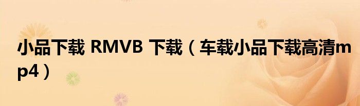 小品下载 RMVB 下载(车载小品下载高清mp4)