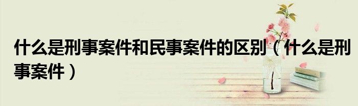 什么是刑事案件和民事案件的区别(什么是刑事案件)