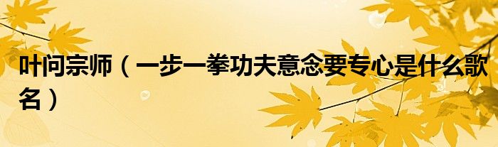 叶问宗师(一步一拳功夫意念要专心是什么歌名)