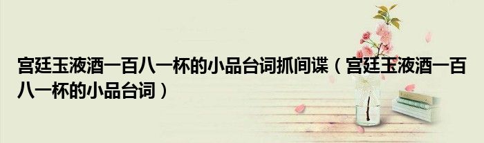宫廷玉液酒一百八一杯的小品台词抓间谍(宫廷玉液酒一百八一杯的小品台词)