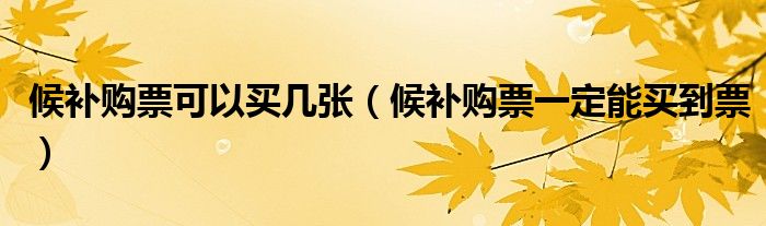 候补购票可以买几张(候补购票一定能买到票)