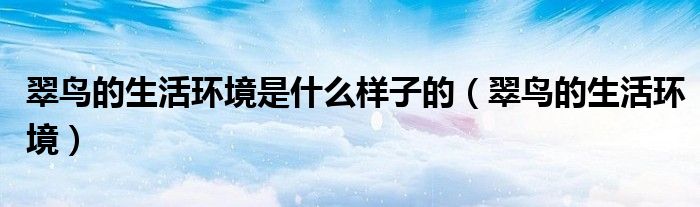翠鸟的生活环境是什么样子的(翠鸟的生活环境)