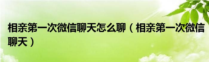 相亲第一次微信聊天怎么聊(相亲第一次微信聊天)