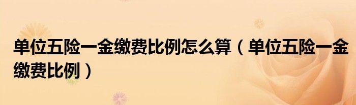 单位五险一金缴费比例怎么算(单位五险一金缴费比例)