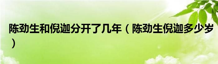 陈劲生和倪迦分开了几年(陈劲生倪迦多少岁)