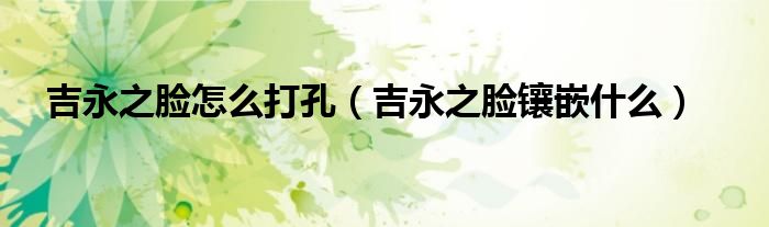 吉永之脸怎么打孔(吉永之脸镶嵌什么)