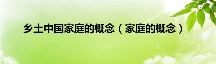 乡土中国家庭的概念(家庭的概念)