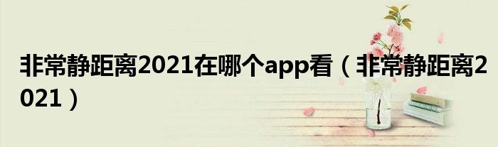 非常静距离2021在哪个app看(非常静距离2021)
