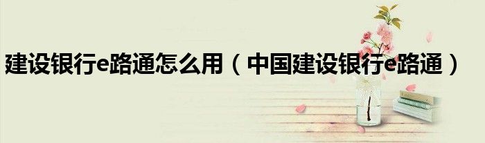 建设银行e路通怎么用(中国建设银行e路通)