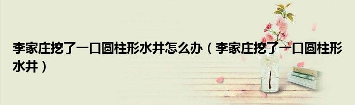 李家庄挖了一口圆柱形水井怎么办(李家庄挖了一口圆柱形水井)