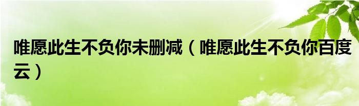 唯愿此生不负你未删减(唯愿此生不负你百度云)
