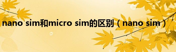 nano sim和micro sim的区别(nano sim)