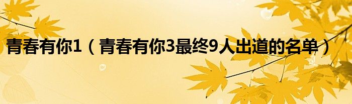 青春有你1(青春有你3最终9人出道的名单)