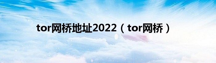 tor网桥地址2022(tor网桥)