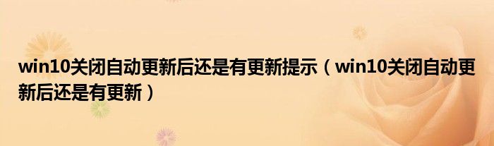 win10关闭自动更新后还是有更新提示(win10关闭自动更新后还是有更新)