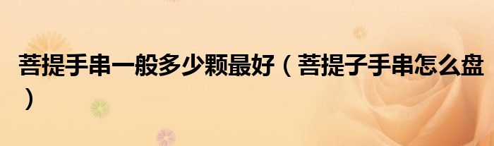 菩提手串一般多少颗最好(菩提子手串怎么盘)
