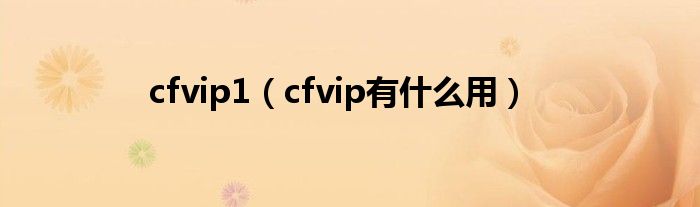 cfvip1(cfvip有什么用)