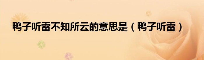 鸭子听雷不知所云的意思是(鸭子听雷)