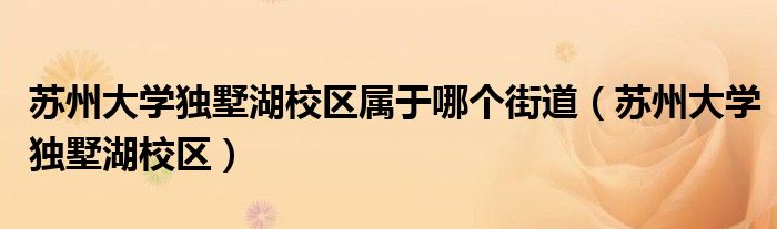 苏州大学独墅湖校区属于哪个街道(苏州大学独墅湖校区)