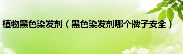 植物黑色染发剂(黑色染发剂哪个牌子安全)
