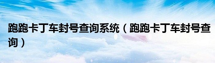 跑跑卡丁车封号查询系统(跑跑卡丁车封号查询)