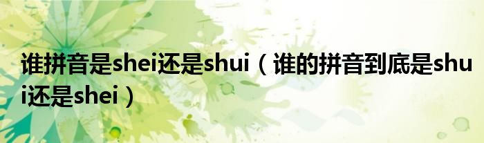 谁拼音是shei还是shui(谁的拼音到底是shui还是shei)