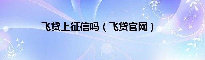 飞贷上征信吗(飞贷官网)