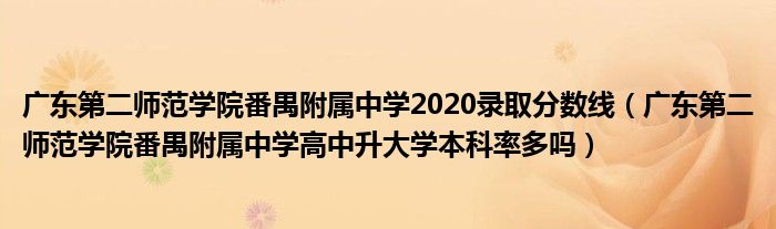 广东第二师范学院番禺附属中学2020录取分数线(广东第二师范学院番禺附属中学高中升大学本科率多吗)